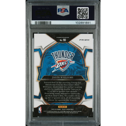 Graded 2022 Panini Select Jalen Williams #90 Tri Color Rookie RC Basketball Card PSA 10 Gem Mint | PSA 10 Gem Mint Graded Rookie Card | vintageantiquesgifts.com