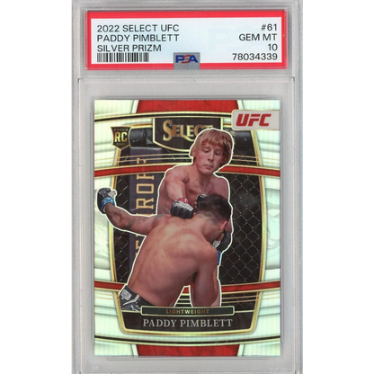 PSA graded Paddy Pimblett Silver Prizm UFC trading card from 2022 Select