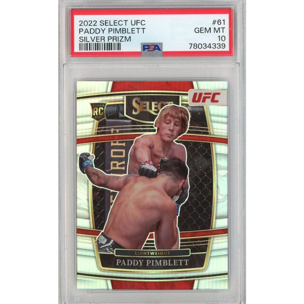 Graded PSA 10 Gem Mint 2022 Panini Select UFC Paddy Pimblett Silver Prizm Rookie Card