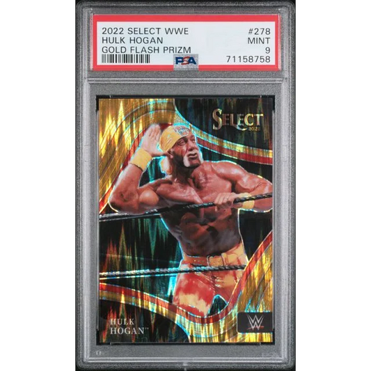 Graded 2022 Panini Select WWE Hulk Hogan #278 /10 Gold Flash Prizm Wrestling Card PSA 9 Mint | Hall of Fame Sports Memorabilia | vintageantiquesgifts.com