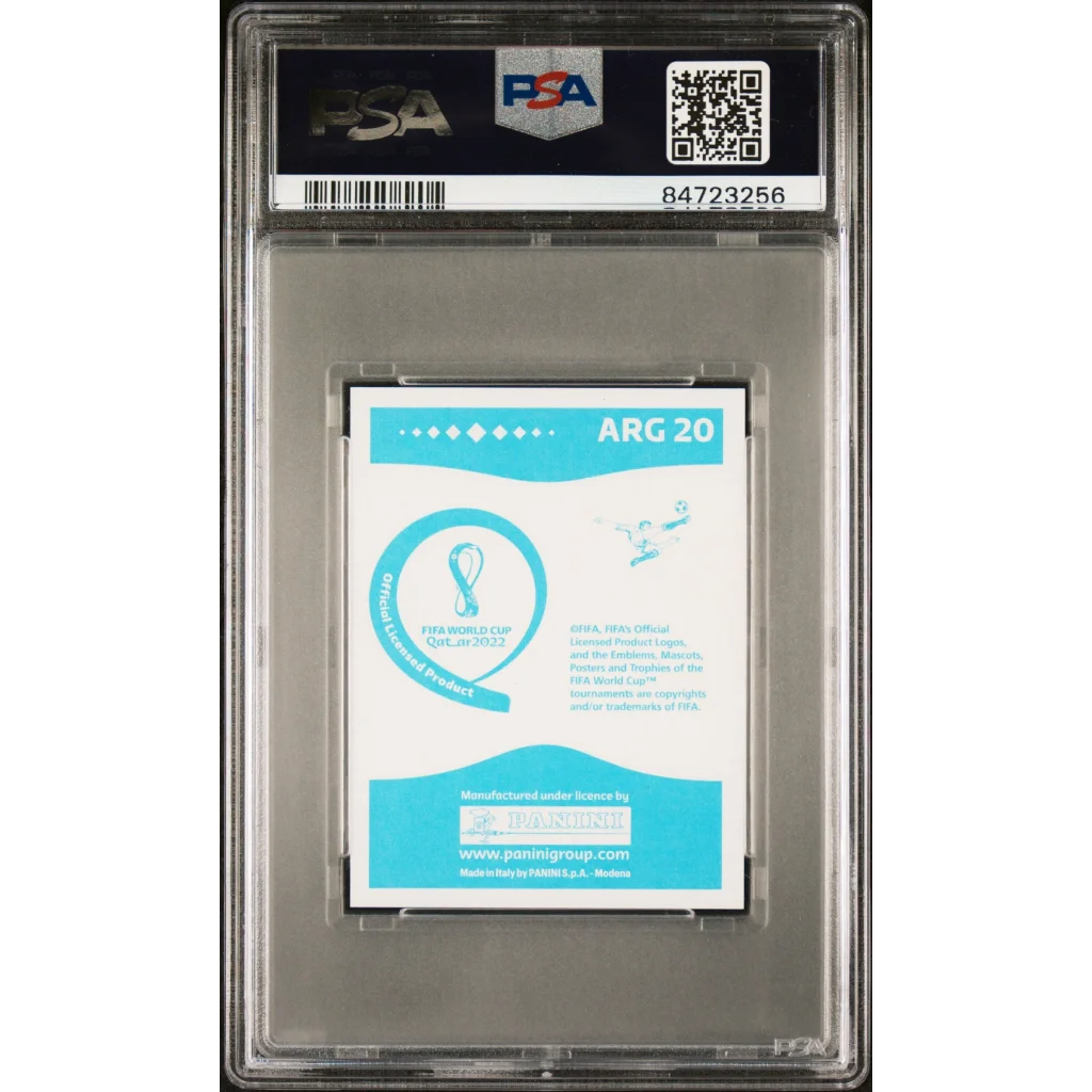 PSA 10 Messi Argentina World Cup 2022 graded card with FIFA Qatar 2022 logo by professional sports authenticator