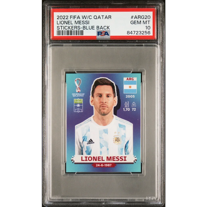 Lionel Messi 2022 FIFA World Cup sticker PSA GEM MT 10 by Professional Sports Authenticator