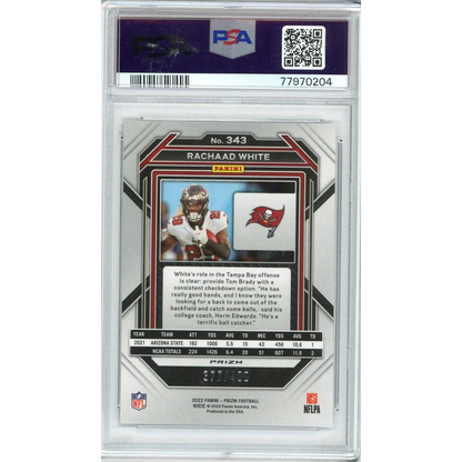 Graded 2022 Prizm Rachaad White #343 Pandora Rookie RC Football Card PSA 10 Gem Mint | PSA 10 Gem Mint Graded Rookie Card | vintageantiquesgifts.com