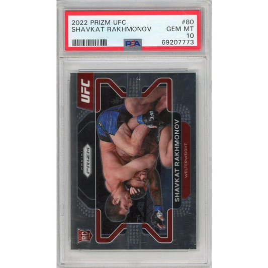 Graded 2022 Prizm UFC Shavkat Rakhmonov #80 trading card GEM MT 10