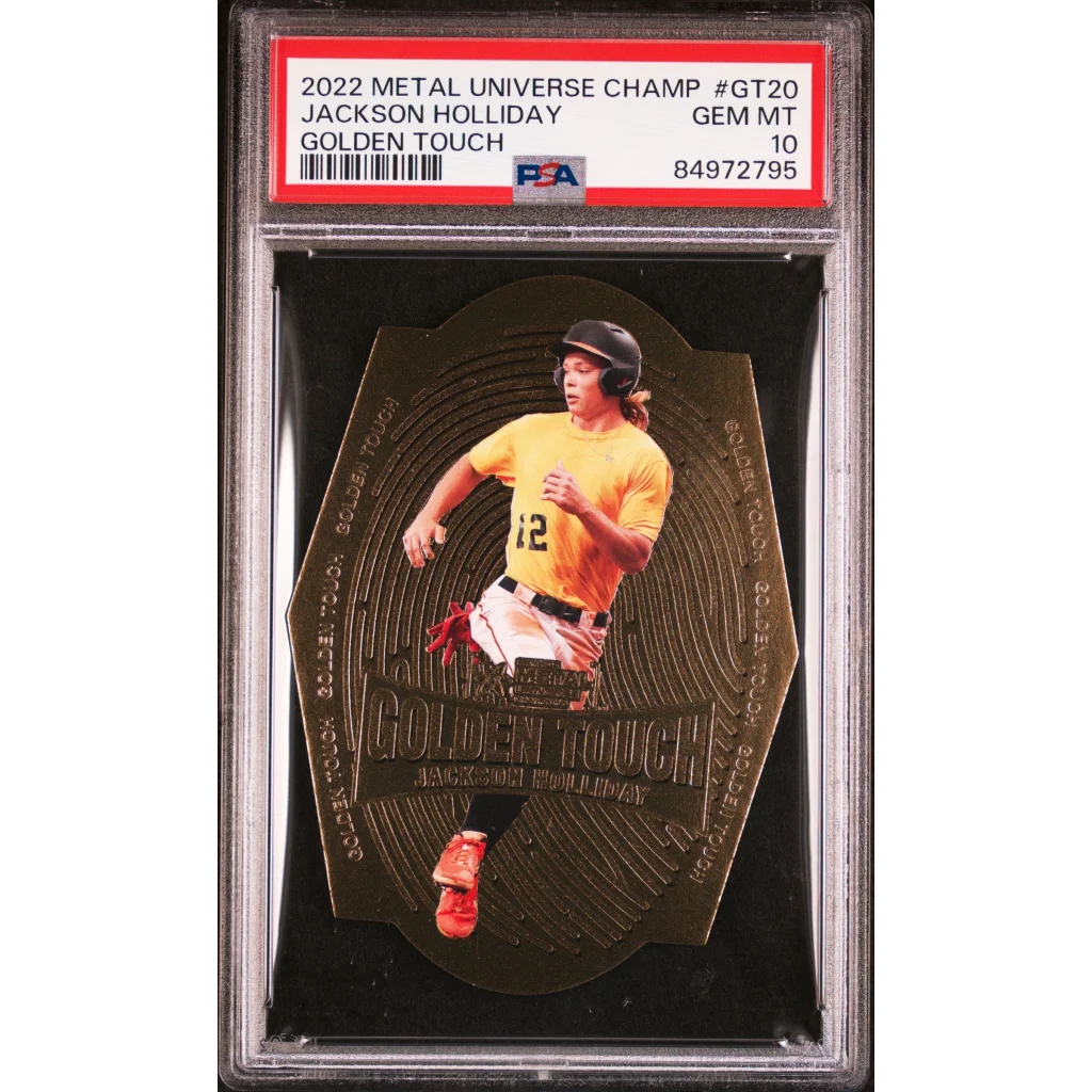 Graded Jackson Holliday Gold Baseball Card in PSA case for collectors
