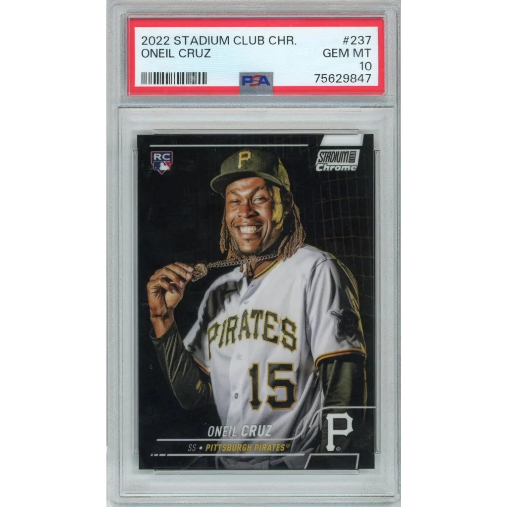 PSA graded Oneil Cruz Pittsburgh Pirates baseball card in protective case