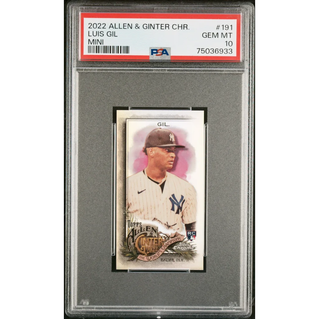 Graded 2022 Topps Allen & Ginter Chrome Luis Gil #191 Mini Rookie RC Baseball Card PSA 10 Gem Mint | Hall of Fame Sports Memorabilia | vintageantiquesgifts.com