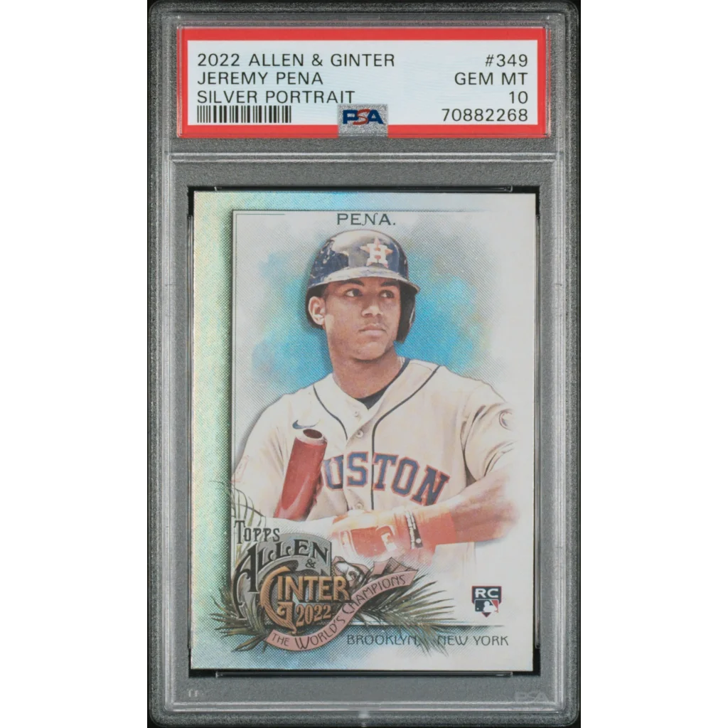 Graded 2022 Topps Allen & Ginter Jeremy Pena #349 Silver Portrait Rookie RC Baseball Card PSA 10 Gem Mint | Hall of Fame Sports Memorabilia | vintageantiquesgifts.com
