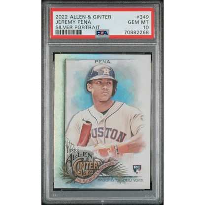 Graded 2022 Topps Allen & Ginter Jeremy Pena #349 Silver Portrait Rookie RC Baseball Card PSA 10 Gem Mint | Hall of Fame Sports Memorabilia | vintageantiquesgifts.com