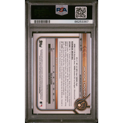 Graded 2022 Topps Bowman 1st Edition Jackson Chourio #BPPF79 Rookie RC Baseball Card PSA 10 Gem Mint | PSA 10 Gem Mint Graded Rookie Card | vintageantiquesgifts.com