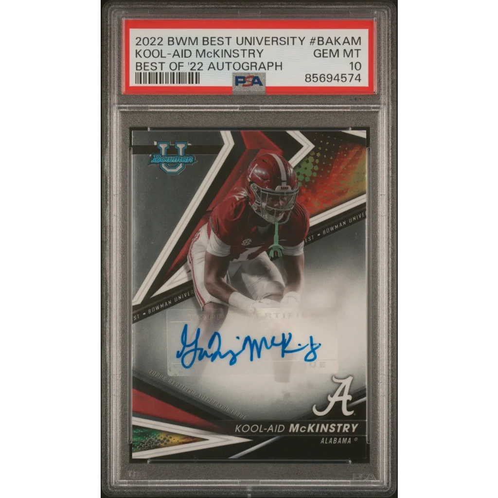Graded 2022 Topps Bowman Best U Kool Aid McKinstry #BAKAM Best of 22 Autograph Rookie RC Football Card PSA 10 Gem Mint | Hall of Fame Sports Memorabilia | vintageantiquesgifts.com