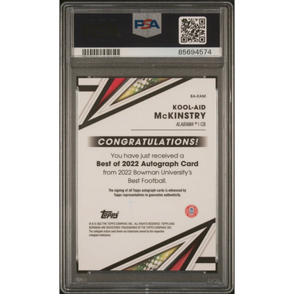 Graded 2022 Topps Bowman Best U Kool Aid McKinstry #BAKAM Best of 22 Autograph Rookie RC Football Card PSA 10 Gem Mint | PSA 10 Gem Mint Graded Rookie Card | vintageantiquesgifts.com