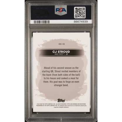 PSA graded CJ Stroud football trading card in protective case for collectors