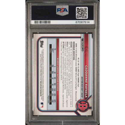 Graded 2022 Topps Bowman Ceddanne Rafaela #BCP61 Chrome Prospects Rookie RC Baseball Card PSA 10 Gem Mint | PSA 10 Gem Mint Graded Rookie Card | vintageantiquesgifts.com