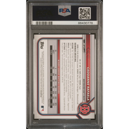 PSA graded Ceddanne Rafaela baseball trading card showing vibrant design and grade