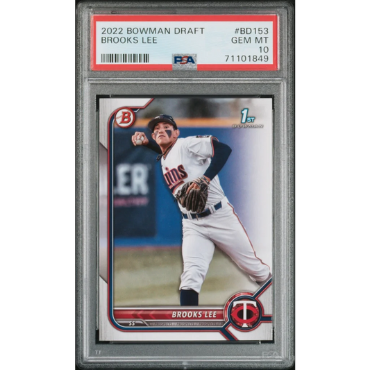 Graded 2022 Topps Bowman Draft Brooks Lee #BD153 Rookie RC Baseball Card PSA 10 Gem Mint | Hall of Fame Sports Memorabilia | vintageantiquesgifts.com