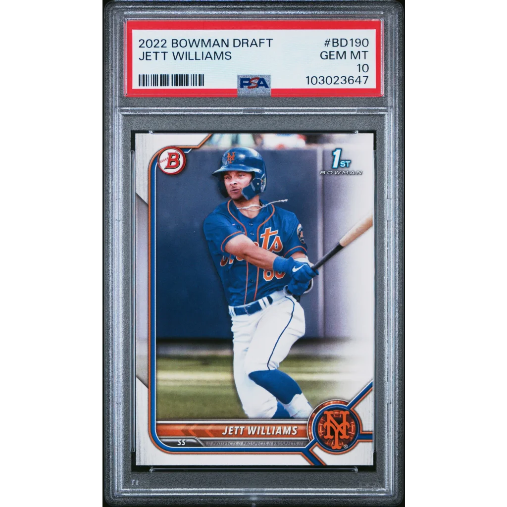 Graded 2022 Bowman Draft Jett Williams Rookie PSA 10 Gem Mint Mets card