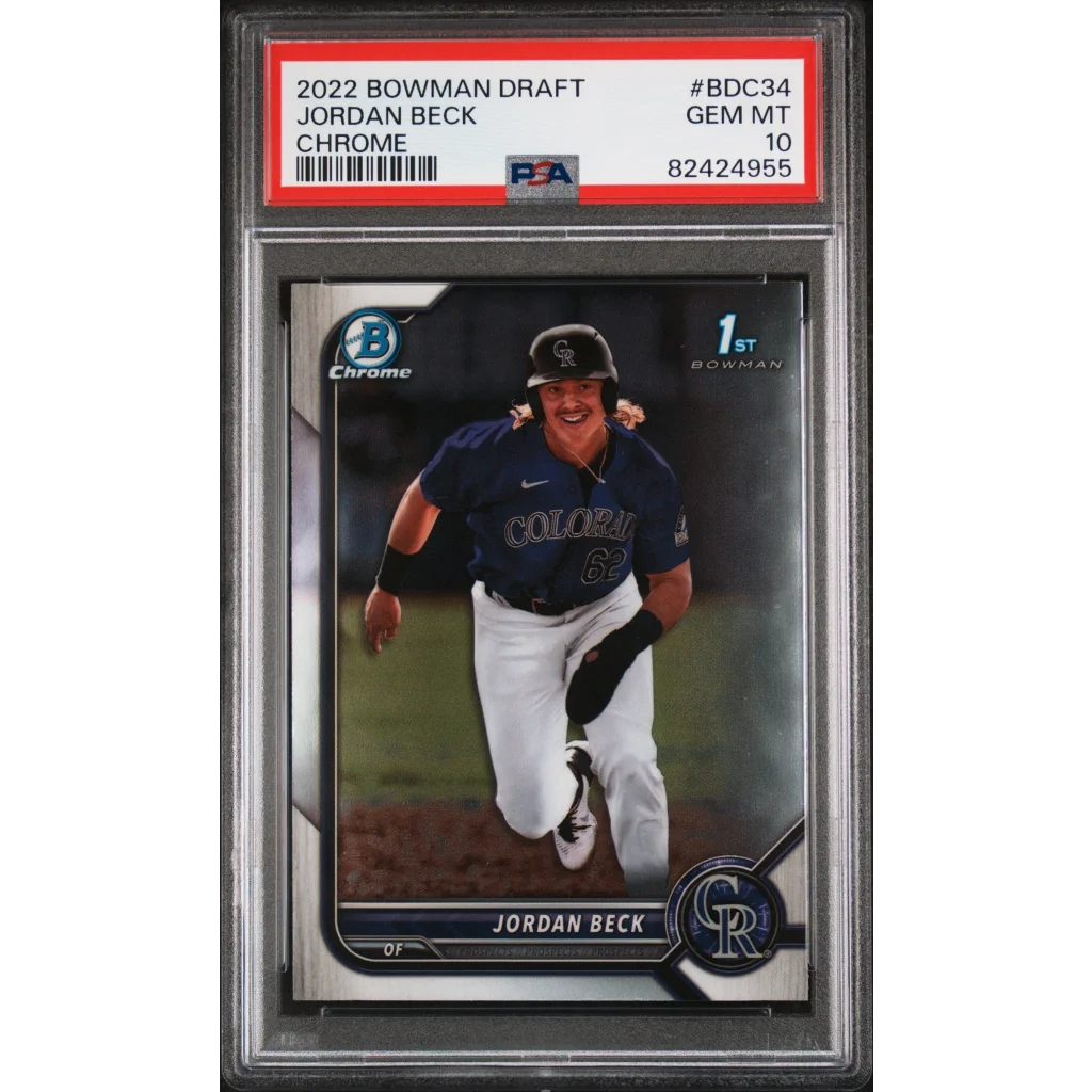PSA 10 Gem Mint 2022 Bowman Draft Chrome Jordan Beck Rookie Card