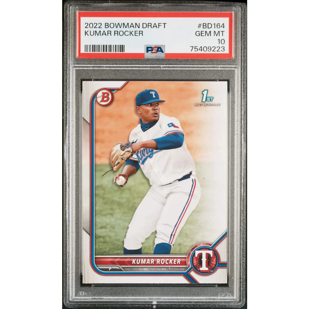 Graded 2022 Topps Bowman Draft Kumar Rocker #BD164 Rookie RC Baseball Card PSA 10 Gem Mint | Hall of Fame Sports Memorabilia | vintageantiquesgifts.com