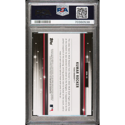 Graded 2022 Topps Bowman Draft Kumar Rocker #BDN10 Bowman Draft Night Rookie RC Baseball Card PSA 10 Gem Mint | PSA 10 Gem Mint Graded Rookie Card | vintageantiquesgifts.com