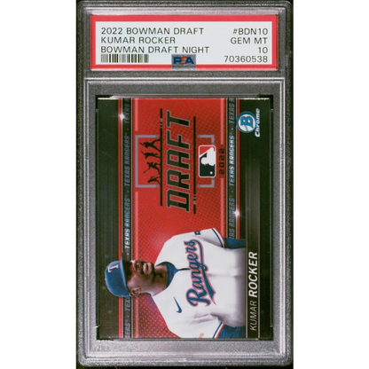 Graded 2022 Topps Bowman Draft Kumar Rocker #BDN10 Bowman Draft Night Rookie RC Baseball Card PSA 10 Gem Mint | Hall of Fame Sports Memorabilia | vintageantiquesgifts.com