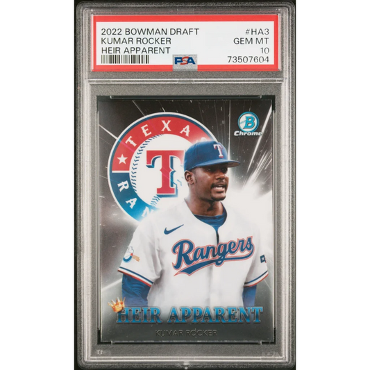 Graded 2022 Topps Bowman Draft Kumar Rocker #HA3 Heir Apparent Rookie RC Baseball Card PSA 10 Gem Mint | Hall of Fame Sports Memorabilia | vintageantiquesgifts.com