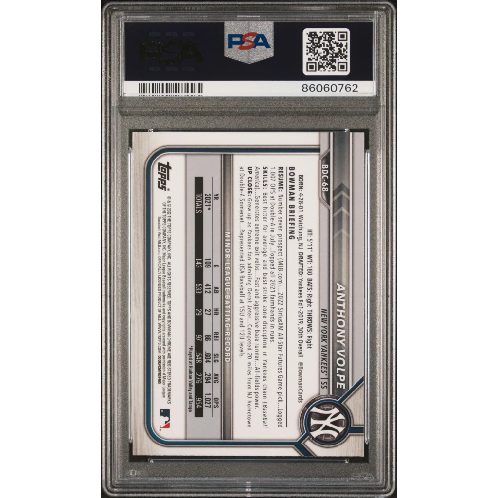 PSA Graded Anthony Volpe Baseball Card ready to own, perfect for collectors