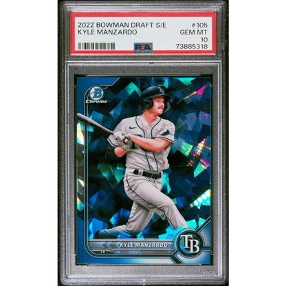 Graded 2022 Topps Bowman Draft Sapphire Edition Kyle Manzardo #105 Rookie RC Baseball Card PSA 10 Gem Mint | Hall of Fame Sports Memorabilia | vintageantiquesgifts.com
