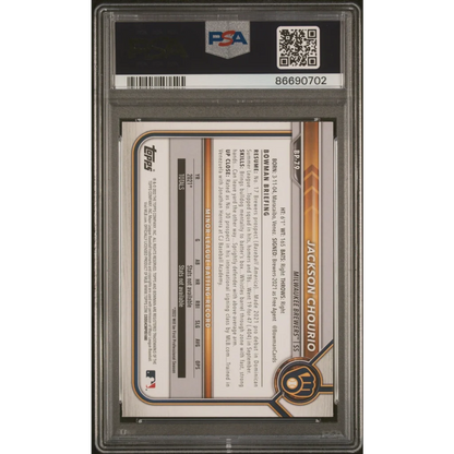 Graded 2022 Topps Bowman Jackson Chourio #BP79 Paper Prospects Rookie RC Baseball Card PSA 10 Gem Mint | PSA 10 Gem Mint Graded Rookie Card | vintageantiquesgifts.com