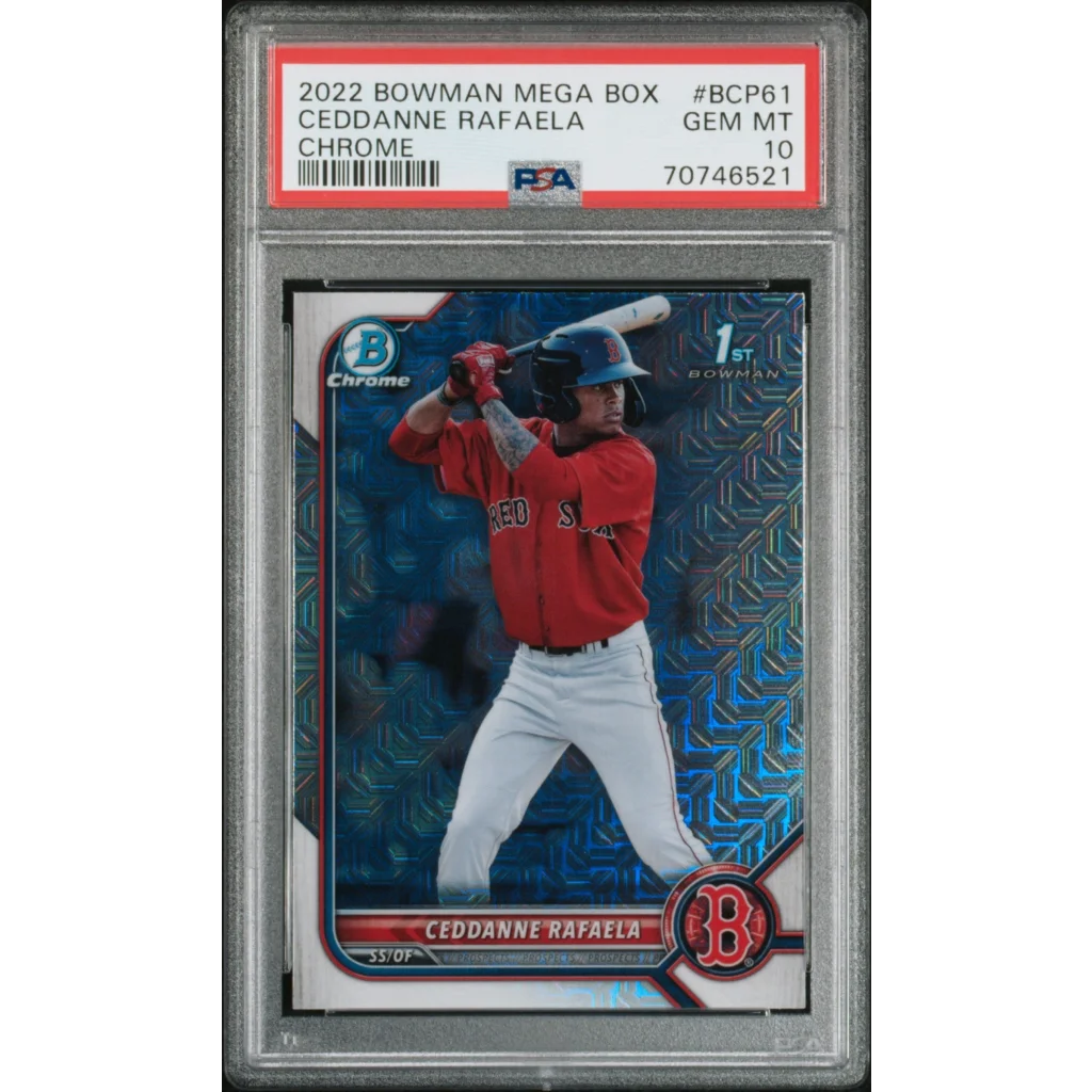 PSA 10 Ceddanne Rafaela 2022 Bowman Mega Box Chrome card, graded GEM MT 10