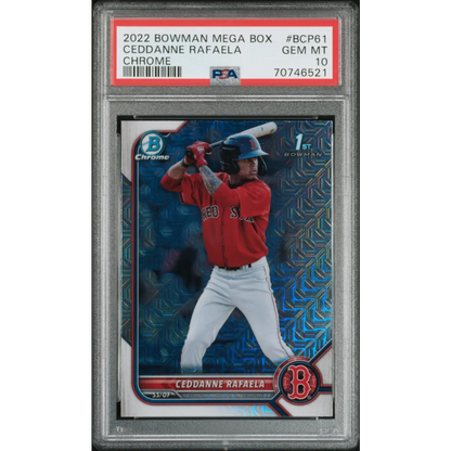 PSA 10 Ceddanne Rafaela 2022 Bowman Mega Box Chrome card, graded GEM MT 10
