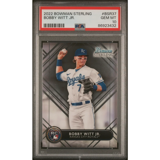 Graded PSA 10 2022 Bowman Sterling Bobby Witt Jr. Rookie RC Card