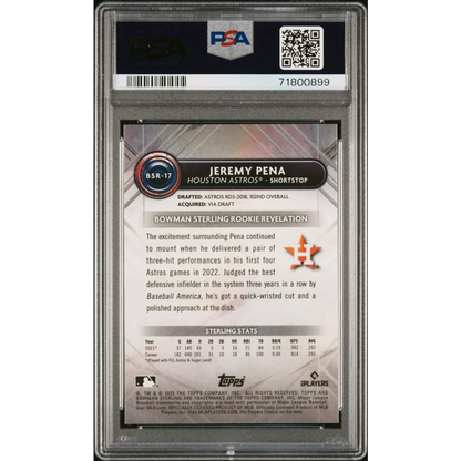 Graded 2022 Topps Bowman Sterling Jeremy Pena #BSR17 Rookie RC Baseball Card PSA 10 Gem Mint | PSA 10 Gem Mint Graded Rookie Card | vintageantiquesgifts.com