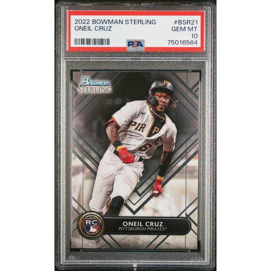 PSA graded 2022 Bowman Sterling Oneil Cruz baseball card, a top collectible