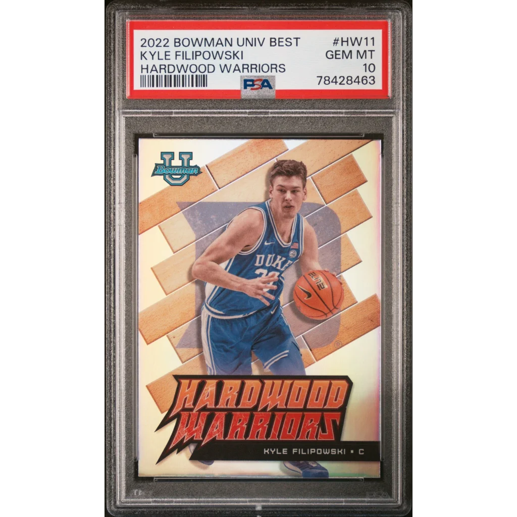 Graded PSA 10 2022 Bowman Univ Best Kyle Filipowski Hardwood Warriors RC card