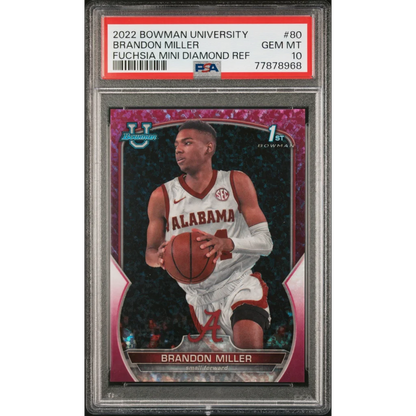 PSA 10 Graded 2022 Topps Bowman Brandon Miller Fuchsia Refractor Rookie Card