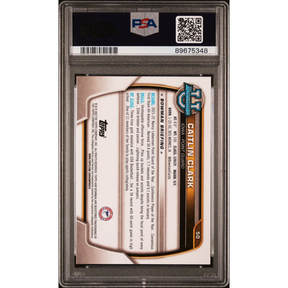 PSA 10 Graded Caitlin Clark Rookie Card, 2022 Topps Bowman University #50