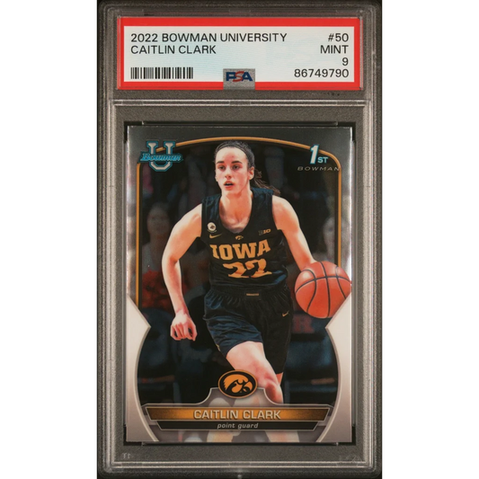 Graded 2022 Topps Bowman University Caitlin Clark #50 Rookie RC Basketball Card PSA 9 Mint | Hall of Fame Sports Memorabilia | vintageantiquesgifts.com