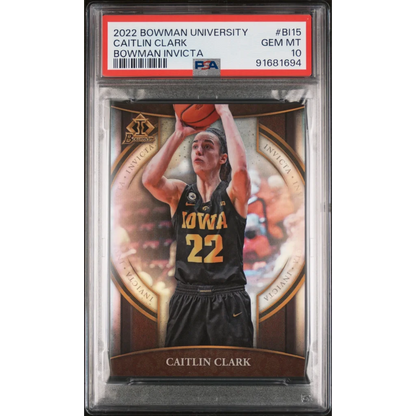 Graded 2022 Topps Bowman University Caitlin Clark #BI15 Invicta Rookie RC Basketball Card PSA 10 Gem Mint | Hall of Fame Sports Memorabilia | vintageantiquesgifts.com