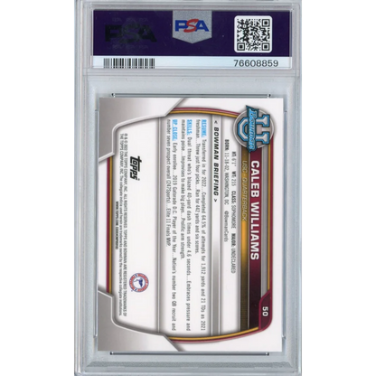 Graded 2022 Topps Bowman University Caleb Williams #50 Chrome Prospects Rookie RC Football Card PSA 10 Gem Mint | PSA 10 Gem Mint Graded Rookie Card | vintageantiquesgifts.com