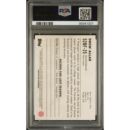 Graded 2022 Topps Bowman University Drew Allar #52BF25 1952 Bowman Rookie RC Football Card PSA 10 Gem Mint | PSA 10 Gem Mint Graded Rookie Card | vintageantiquesgifts.com