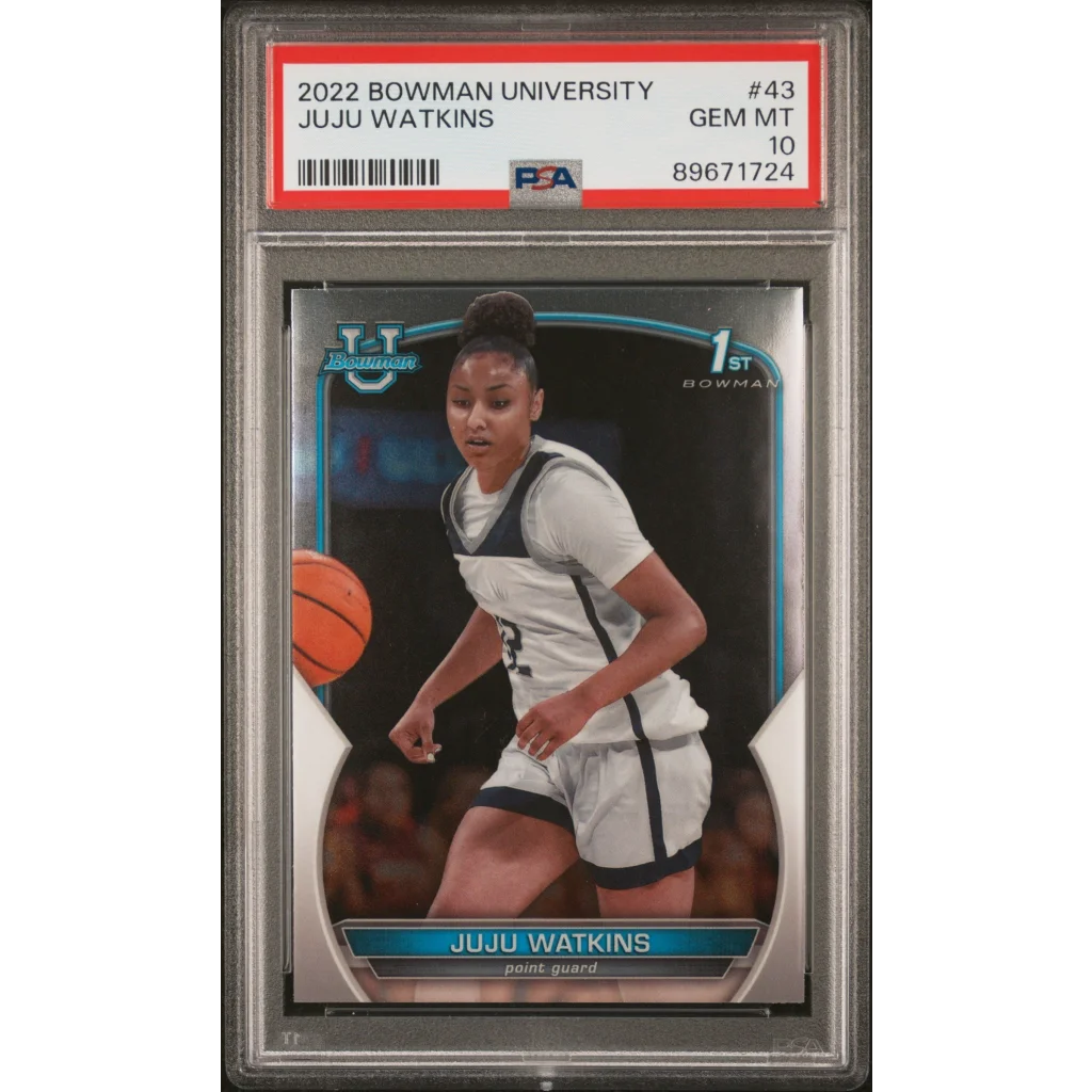 A graded GEM MT 10 2022 Bowman University Juju Watkins rookie basketball card #43