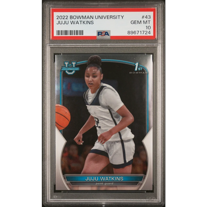A graded GEM MT 10 2022 Bowman University Juju Watkins rookie basketball card #43