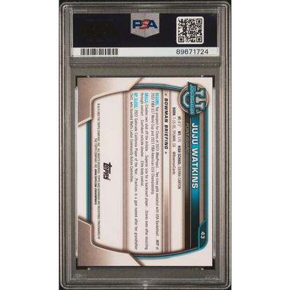 Graded 2022 Topps Bowman University JuJu Watkins #43 Rookie RC Basketball Card PSA 10 Gem Mint | PSA 10 Gem Mint Graded Rookie Card | vintageantiquesgifts.com