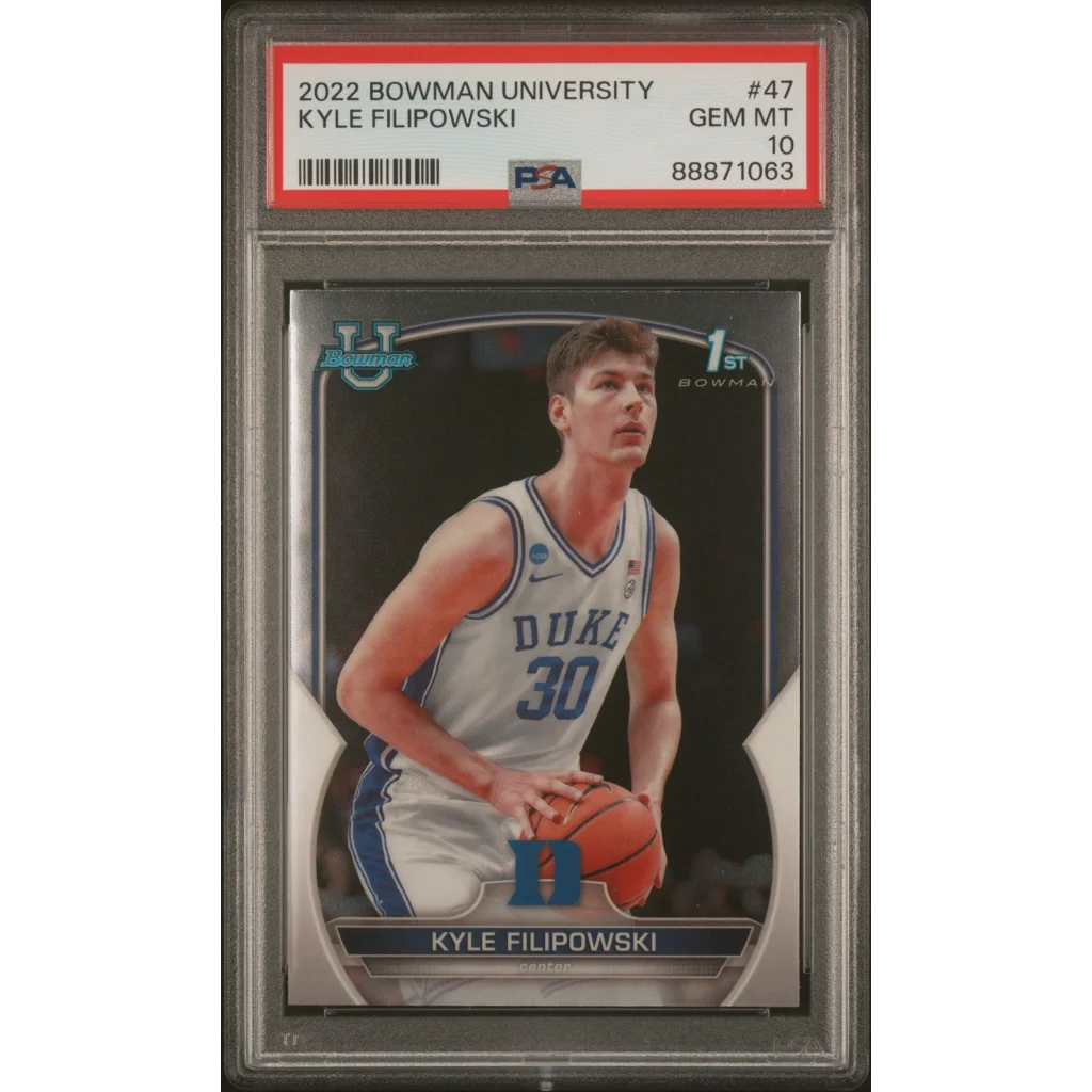 Graded PSA 10 Gem Mint 2022 Bowman University Kyle Filipowski #47 Rookie Card