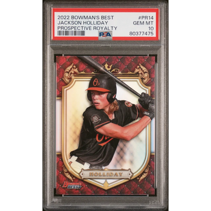 Graded 2022 Topps Bowmans Best Jackson Holliday #PR14 Prospective Royalty Rookie RC Baseball Card PSA 10 Gem Mint | Hall of Fame Sports Memorabilia | vintageantiquesgifts.com