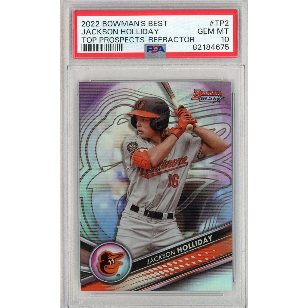 Graded 2022 Topps Bowmans Best Jackson Holliday #TP2 Top Prospects-Refractor Rookie RC Baseball Card PSA 10 Gem Mint | Hall of Fame Sports Memorabilia | vintageantiquesgifts.com