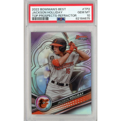 Graded 2022 Topps Bowmans Best Jackson Holliday #TP2 Top Prospects-Refractor Rookie RC Baseball Card PSA 10 Gem Mint | Hall of Fame Sports Memorabilia | vintageantiquesgifts.com