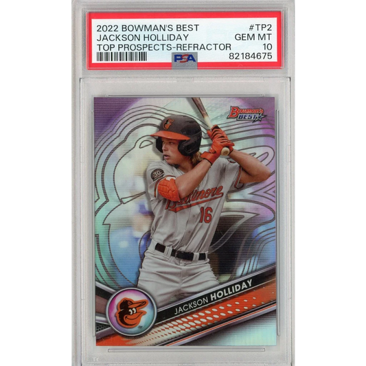 Graded 2022 Topps Bowmans Best Jackson Holliday #TP2 Top Prospects-Refractor Rookie RC Baseball Card PSA 10 Gem Mint | Hall of Fame Sports Memorabilia | vintageantiquesgifts.com