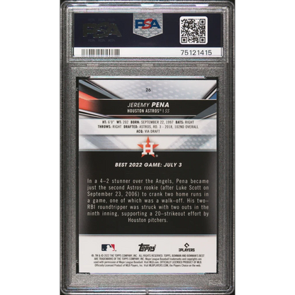 Graded 2022 Topps Bowmans Best Jeremy Pena #26 Rookie RC Baseball Card PSA 10 Gem Mint | PSA 10 Gem Mint Graded Rookie Card | vintageantiquesgifts.com